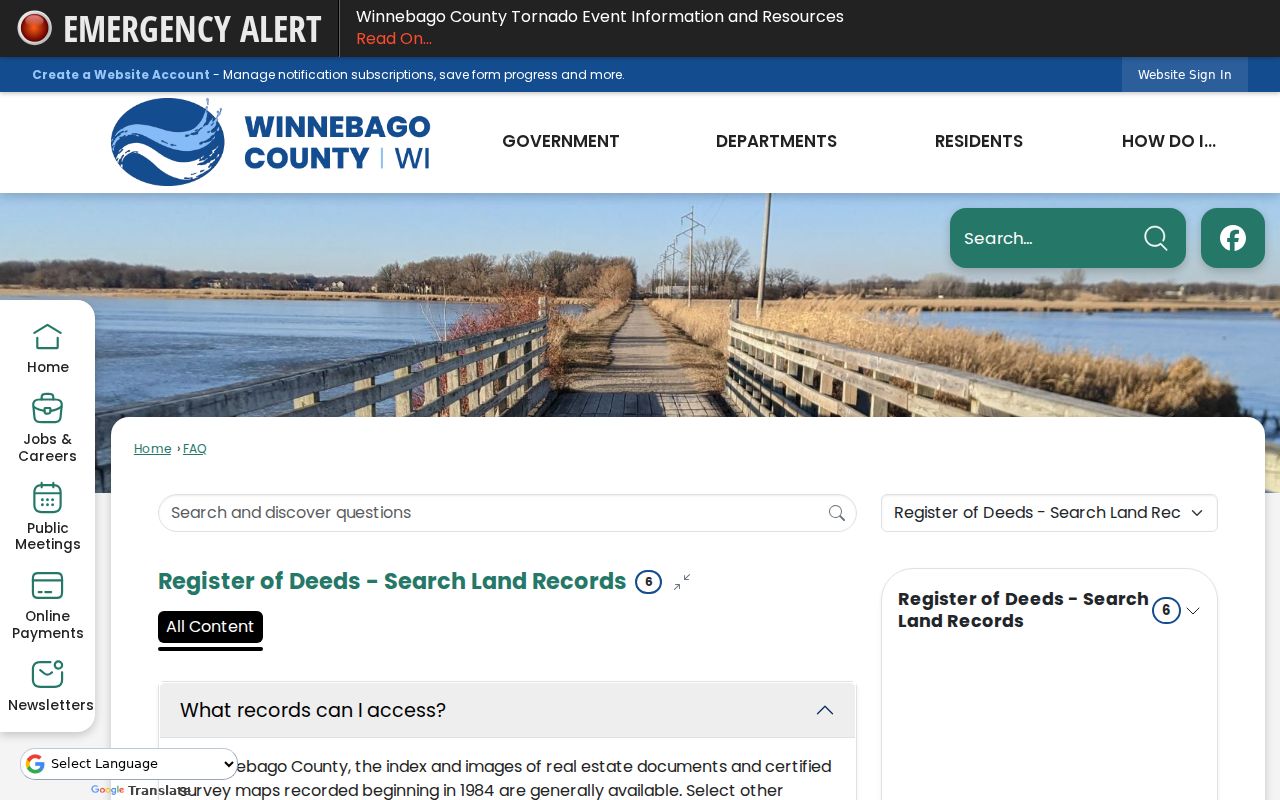 Neenah previous residents land record search guidance
